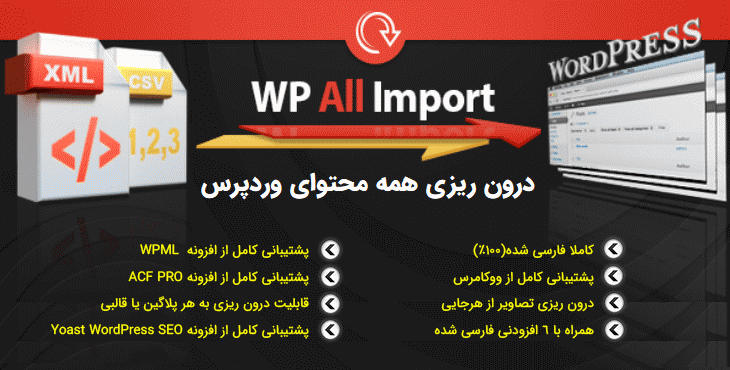 افزونه درون ریزی محتوا + افزودنی ها (6 افزودنی) | WP All Import Pro