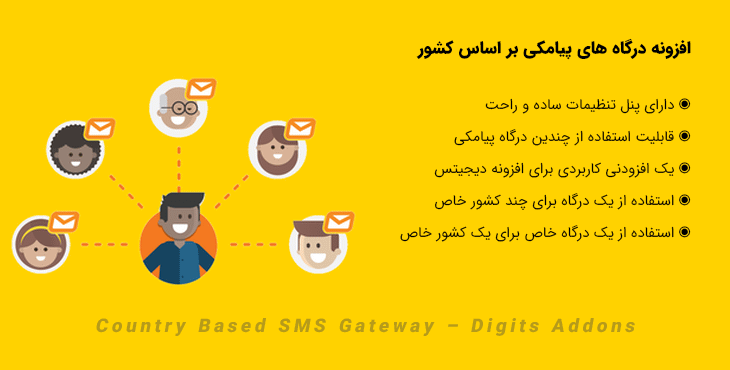 افزونه درگاه های پیامکی بر اساس کشور | Country Based SMS Gateway – Digits Addons