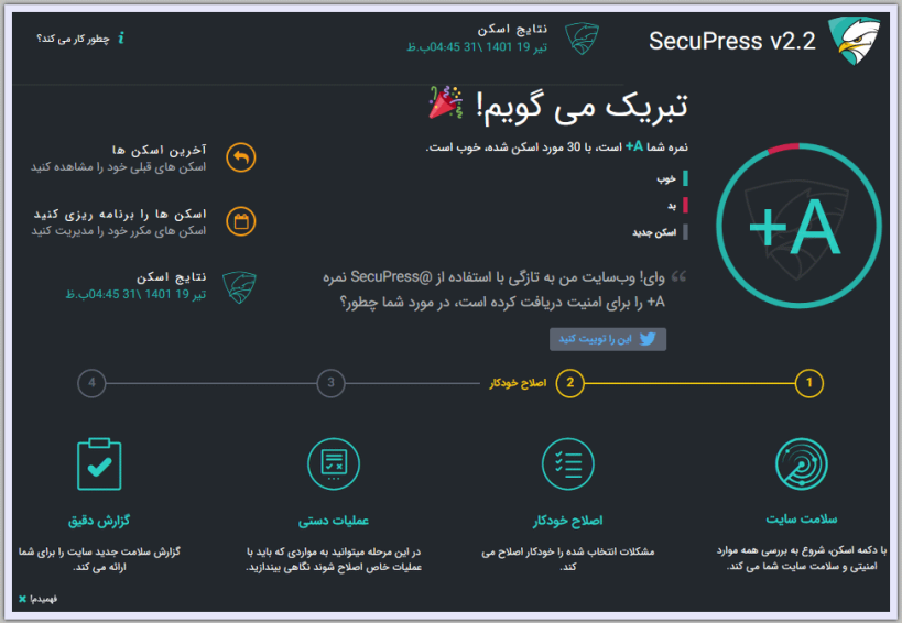 ممیزی امنیتی افزونه SecuPress Pro