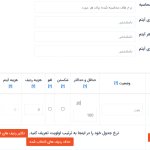 نرخ های محاسبه شده در هر خط در دکان