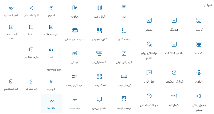 انواع بلوک محتوا در افزونه بلوک‌ های گوتنبرگ اسپکترا پرو