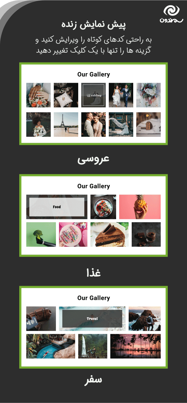 پیش نمایش زنده در افزونه Gallery Showcase Pro