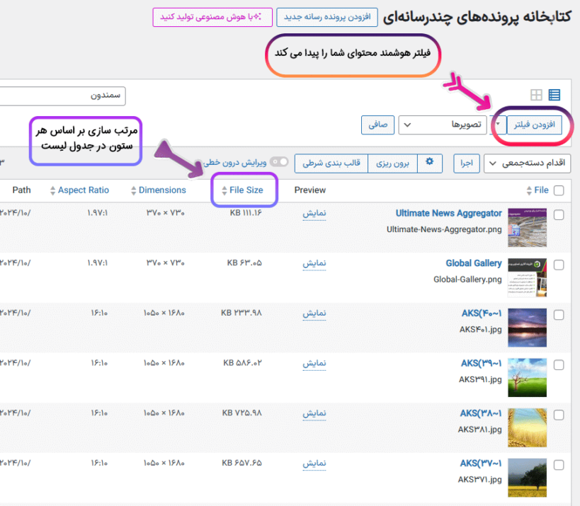 مرتب سازی در افزونه Admin Columns Pro