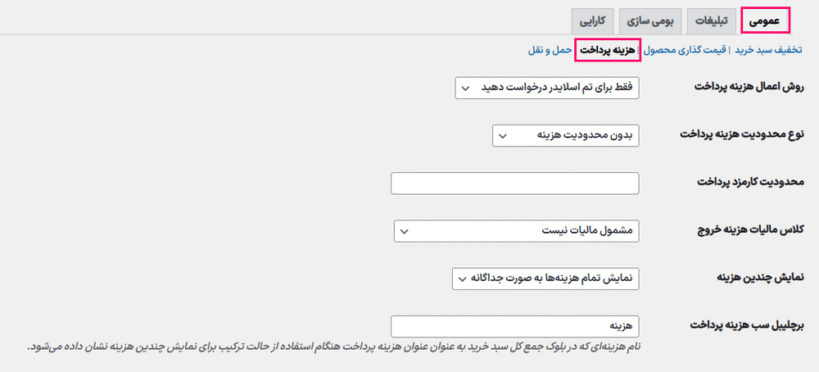 هزینه پرداخت در افزونه Discount Rules and Dynamic Pricing for WooCommerce By Asana