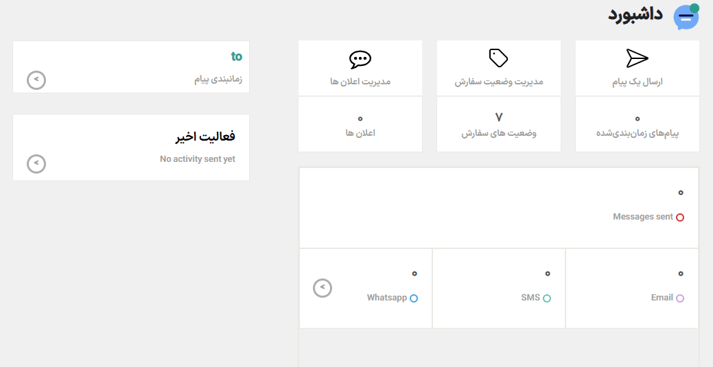 داشبورد افزونه اطلاع رسانی جریان برای ووکامرس