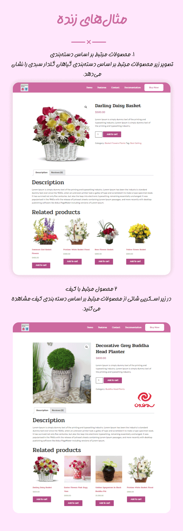 مثال های زنده افزونه مدیریت محصولات مرتبط برای ووکامرس پرمیوم