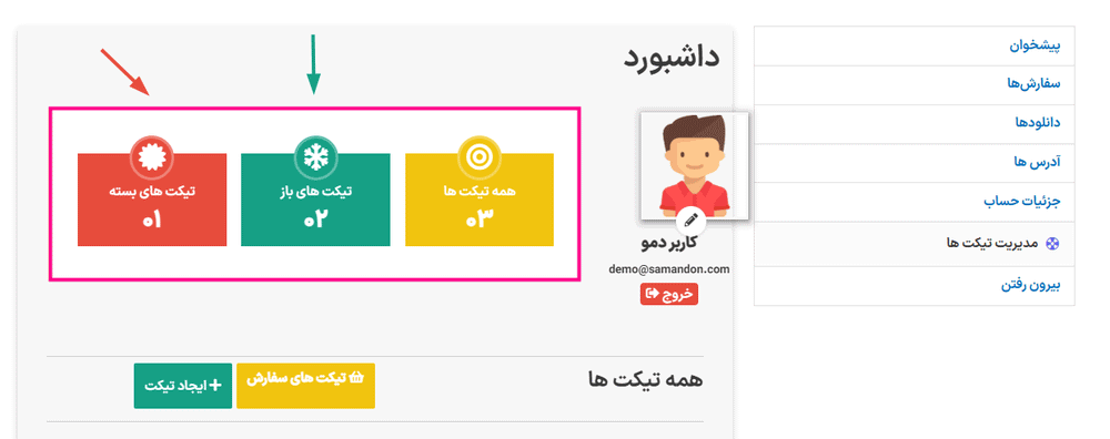 تیکت ها در افزونه Support Ticket System for WooCommerce