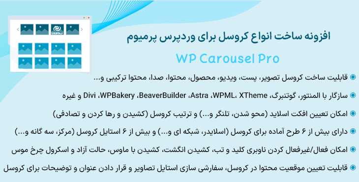 افزونه ساخت انواع کروسل برای وردپرس پرمیوم | WP Carousel Pro