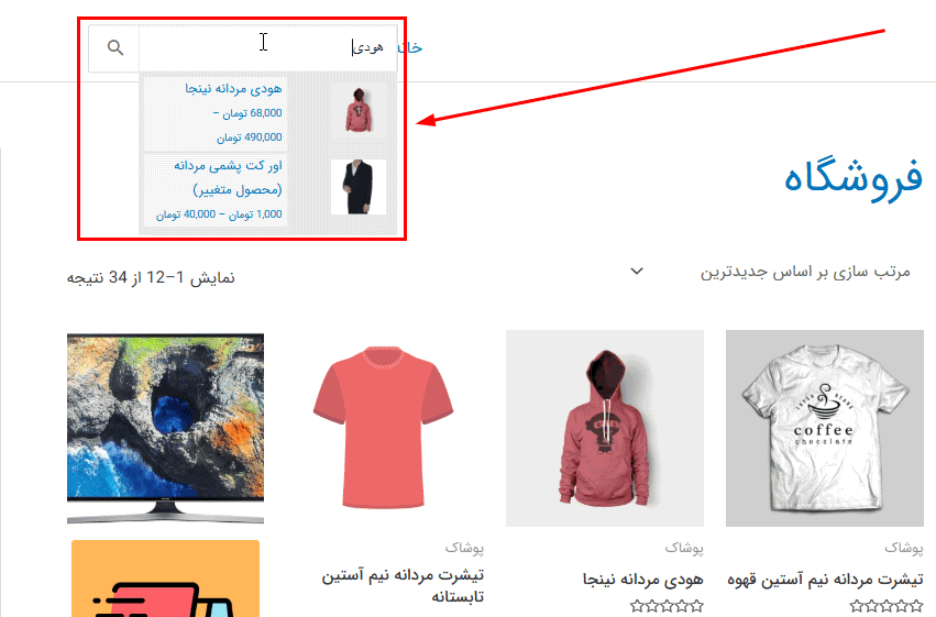 پیش نمایش کاربری افزونه WooCommerce Search Engine