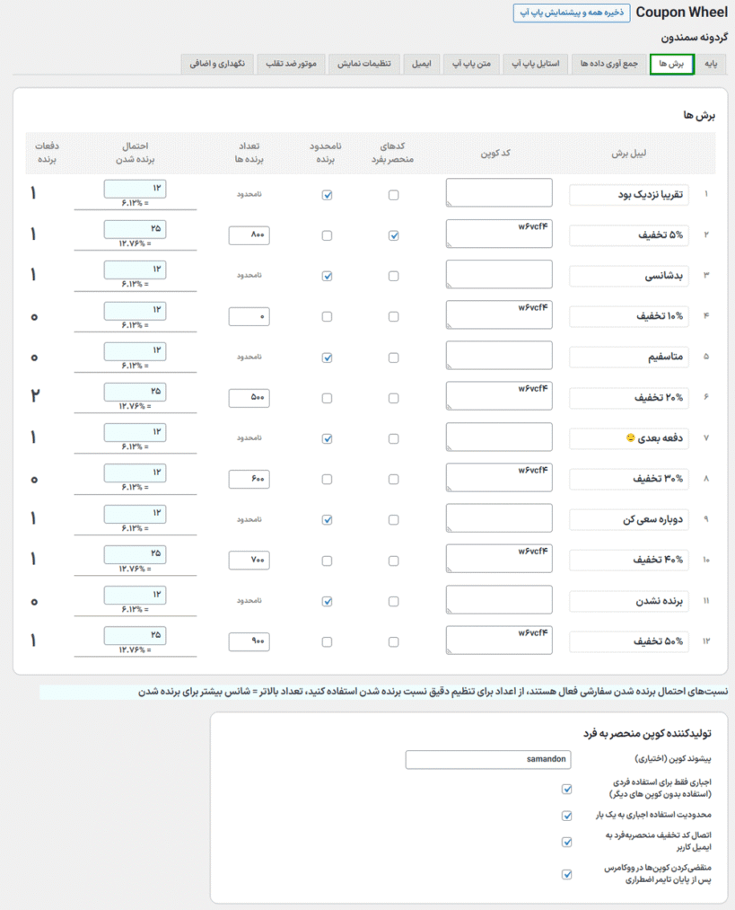 برش در افزونه Coupon Wheel For WooCommerce and WordPress
