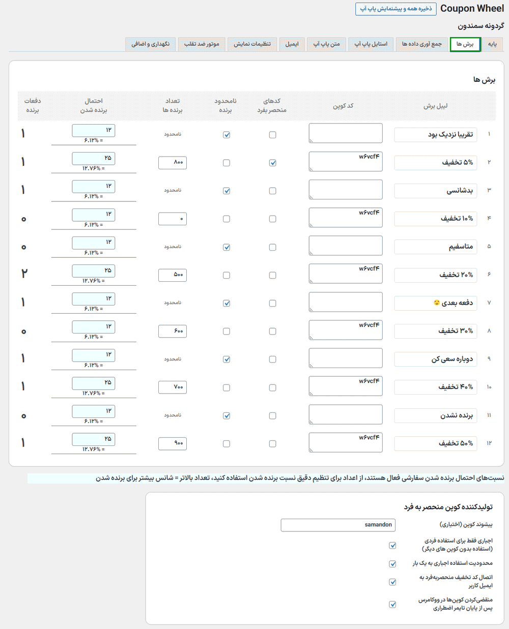 برش در افزونه Coupon Wheel For WooCommerce and WordPress