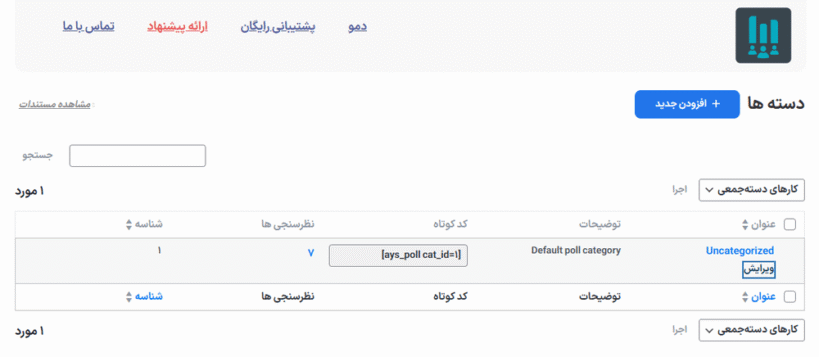 دسنته ها در افزونه WordPress Poll Maker Pro