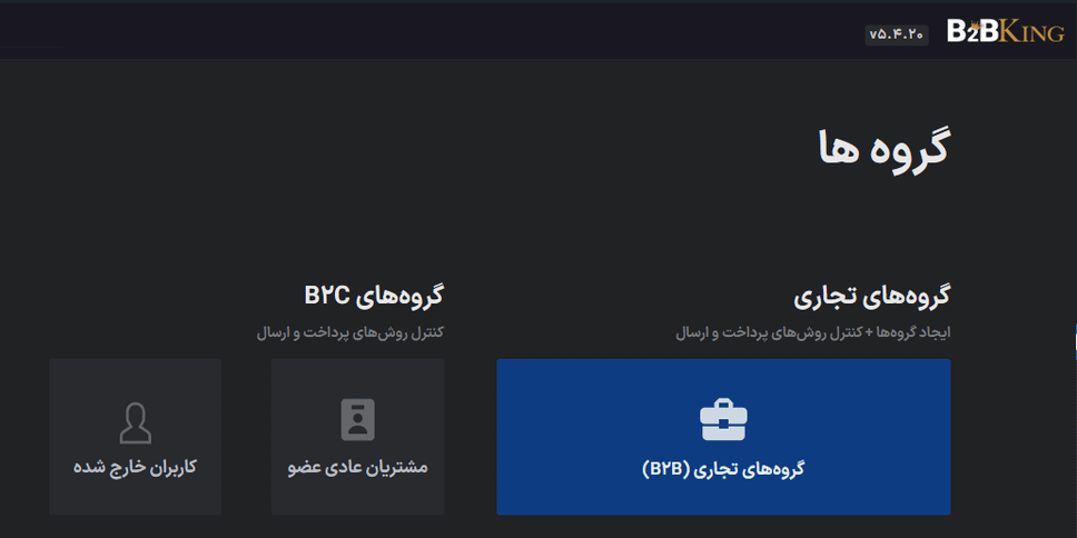 گروه ها در افزونه B2BKing Pro