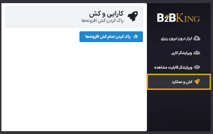 کش و عملکرد در افزونه B2BKing Pro
