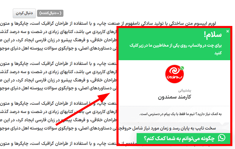 پیش نمایش کاربری افزونه Social Chat WhatsApp Pro