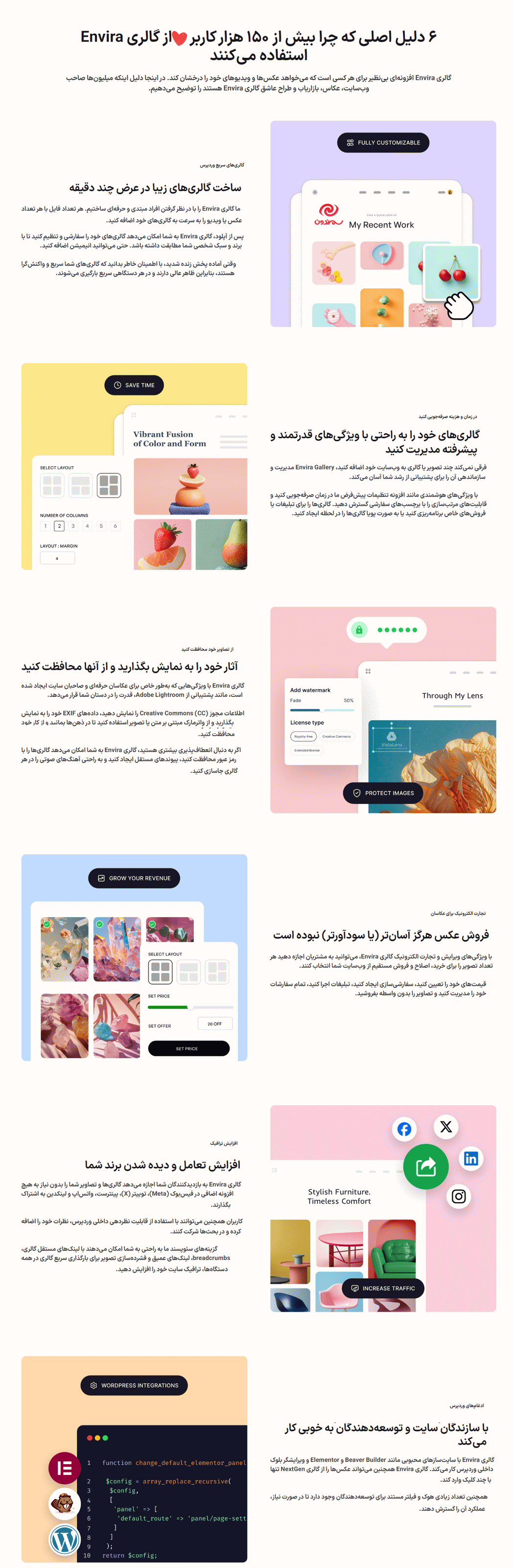 ویژگی های کاربردی افزونه Envira Gallery Pro