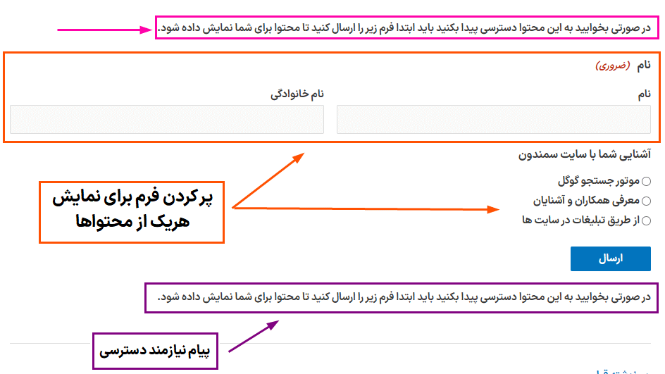 پیش نمایش کاربری افزونه Gravity Perks Submit to Access