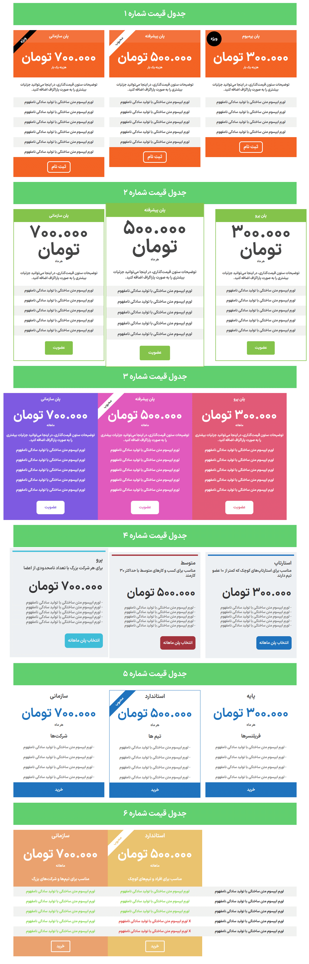 پیش نمایش کاربری افزونه Kadence Pricing Table