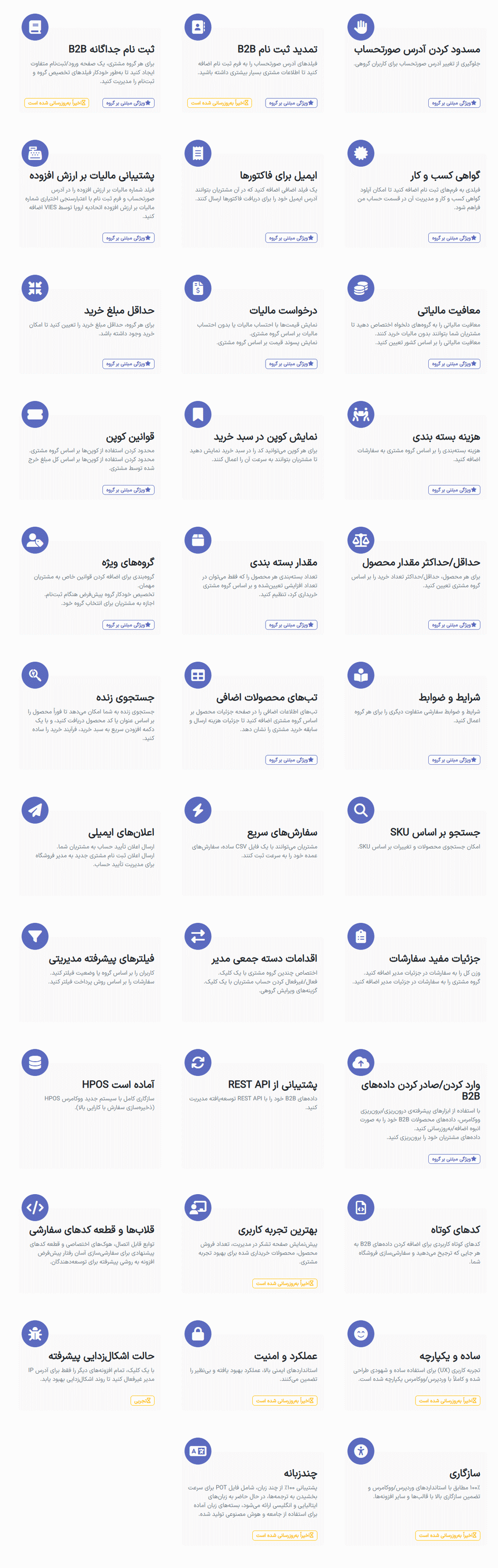 ویژگی های کاربردی در افزونه ووکامرس کسب و کار به کسب و کار