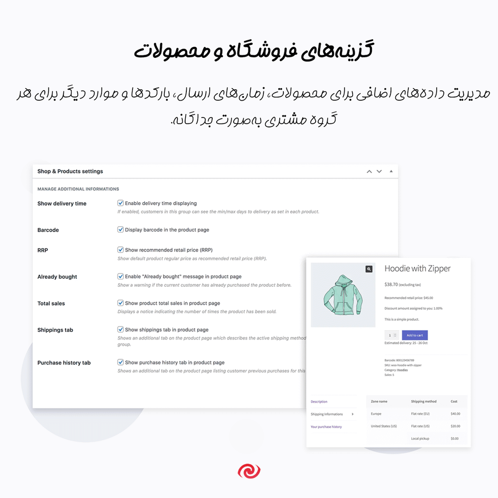 گزینه های فروشگاه و محصولات در افزونه WooCommerce B2B