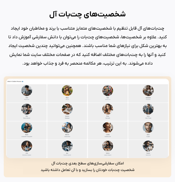 شخصیت های جت بات آل در افزونه Aimogen Pro